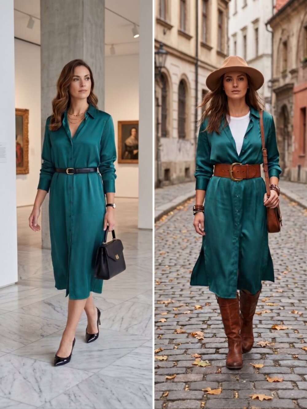Abercrombie & Fitch Satin Maxi Shirt Dress Emerald Green — Size Small
